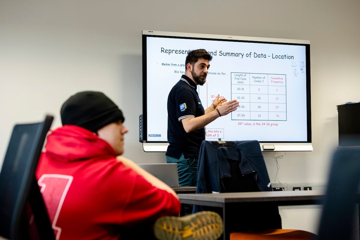 teacher standing in front of a class teaching